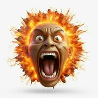 Exploding Head emoji on white background high quality 4k h photo