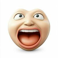 Face with Open Mouth emoji on white background high quality photo