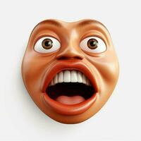 Face with Open Mouth emoji on white background high quality photo