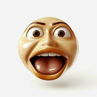 Face with Open Mouth emoji on white background high quality photo