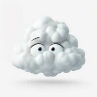Face in Clouds emoji on white background high quality 4k photo