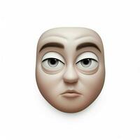 cara con elevado ceja emoji en blanco antecedentes alto foto