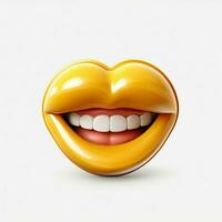 cara con símbolos en boca emoji en blanco antecedentes alto foto