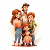 Family 2d cartoon illustraton on white background high photo