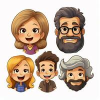 familia emojis 2d dibujos animados vector ilustración en blanco espalda foto