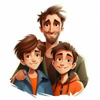 familia hombre chico chico 2d dibujos animados ilustracion en blanco foto