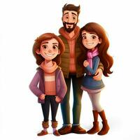familia hombre niña chico 2d dibujos animados ilustracion en blanco foto