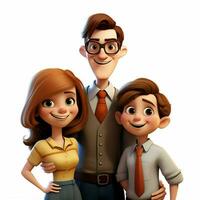 Family Man Woman Boy 2d cartoon illustraton on white backg photo