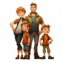 Family Man Man Boy Boy 2d cartoon illustraton on white bac photo