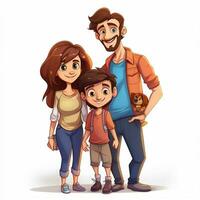 Family Man Woman Boy Boy 2d cartoon illustraton on white b photo