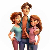 Family Woman Woman Boy 2d cartoon illustraton on white bac photo