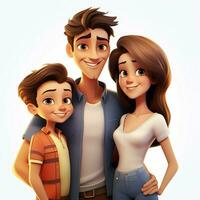 Family Woman Girl Boy 2d cartoon illustraton on white back photo