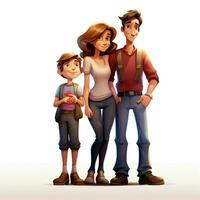 Family Woman Woman Girl Boy 2d cartoon illustraton on whit photo