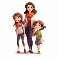 familia mujer mujer niña chico 2d dibujos animados ilustracion en pizca foto