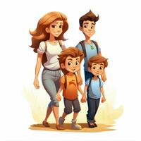 Family Woman Woman Boy Boy 2d cartoon illustraton on white photo