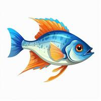 pescado 2d dibujos animados vector ilustración en blanco antecedentes Hola foto