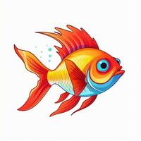 Fish 2d vector illustration cartoon in white background hi photo