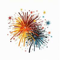 Fireworks 2d cartoon vector illustration on white backgrou photo
