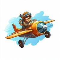 Flying 2d cartoon vector illustration on white background photo