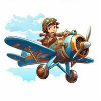 Flying 2d cartoon vector illustration on white background photo