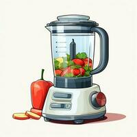 Food Processor 2d cartoon illustraton on white background photo