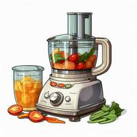 Food Processor 2d cartoon illustraton on white background photo