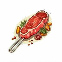comida carne termómetro 2d dibujos animados ilustracion en blanco respaldo foto