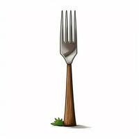 Fork 2d cartoon illustraton on white background high quali photo