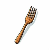 Fork 2d cartoon illustraton on white background high quali photo