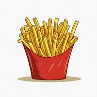 francés papas fritas 2d vector ilustración dibujos animados en blanco fondo foto