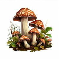 Fungi 2d vector illustration cartoon in white background h photo