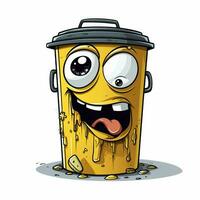 Garbage Can 2d cartoon illustraton on white background hig photo