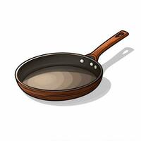 Frying Panskillet 2d cartoon illustraton on white background photo