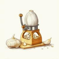 Garlic Crusher 2d cartoon illustraton on white background photo