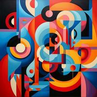 Geometric shapes dancing in a hypnotic symphony of color photo