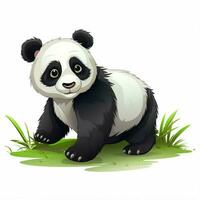 gigante panda 2d dibujos animados vector ilustración en blanco antecedentes foto