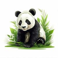 gigante panda 2d dibujos animados vector ilustración en blanco antecedentes foto