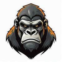 Gorilla 2d cartoon vector illustration on white background photo