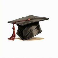 Graduation Cap 2d cartoon illustraton on white background photo