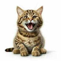 sonriendo gato emoji en blanco antecedentes alto calidad 4k hdr foto