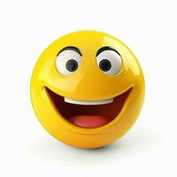 Grinning Face with Smiling Eyes emoji on white background photo