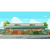 Grocery store 2d cartoon vector illustration on white back photo