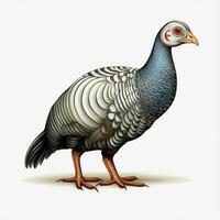 Guinea fowl 2d cartoon illustraton on white background hig photo