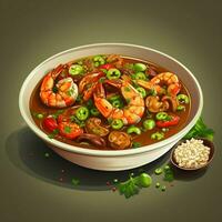 Gumbo 2d vector illustration cartoon in white background h photo