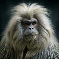 Hairy primate closely related to humans photo