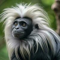 Hairy primate closely related to humans photo