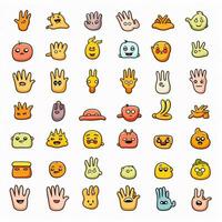 manos y otro cuerpo partes emojis 2d dibujos animados vector ilust foto