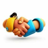 Handshake 2d cartoon illustraton on white background high photo