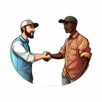 Handshake 2d cartoon illustraton on white background high photo