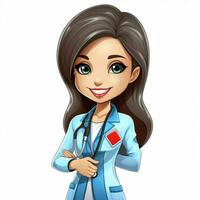 Health Worker 2d cartoon illustraton on white background h photo